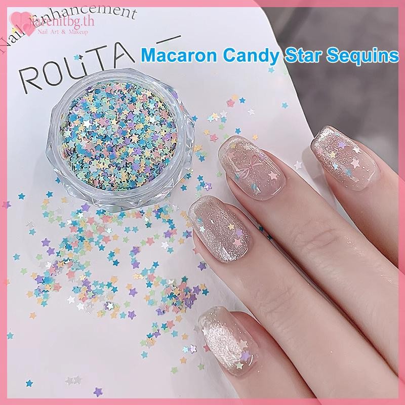 RENBG น่ารัก Star Shape สีเล็บ Glitter สําหรับเล็บเล็บ Charm อุปกรณ์ตกแต่งเล็บ DIY TH