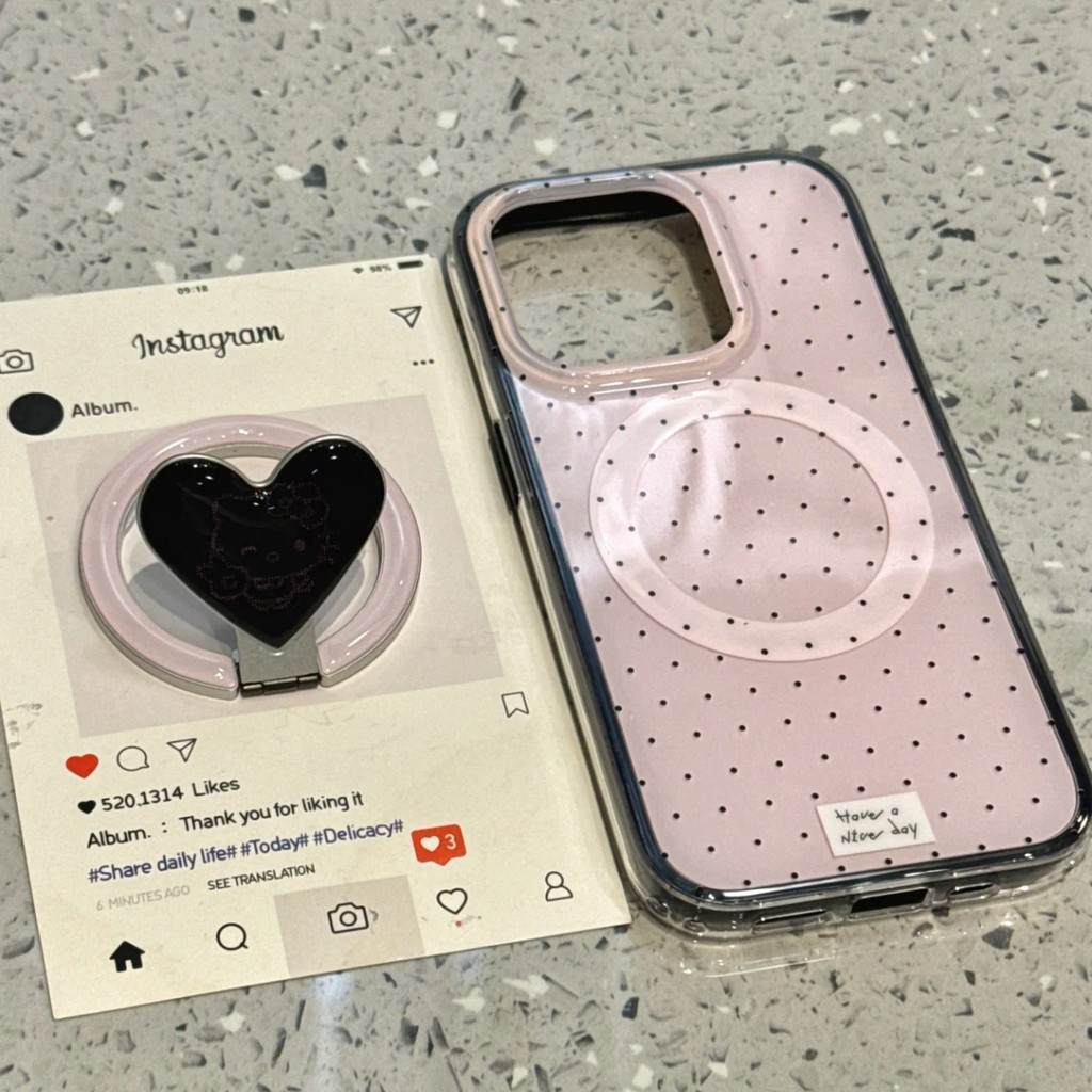 เคสแข็งวงเล็บแมวรูปหัวใจสีดําน่ารักสําหรับ ไอโฟน 17 16 15 14 13 มือโปร สูงสุด กรณี