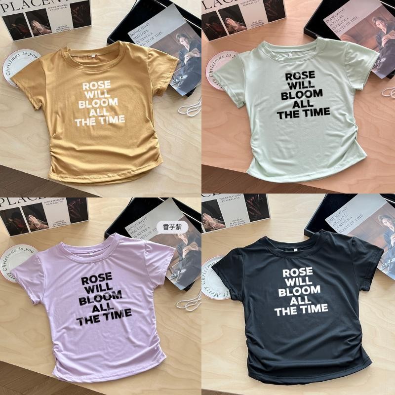 G03-02 เสื้อยืดแขนสั้นพิมพ์ลายROSE WILL สุดน่ารัก แนวเกาหลี หลายไซส์ ผ้านิ่มสวมใส่สบาย ใส่ได้ทุกโอกาส ราคาถูก