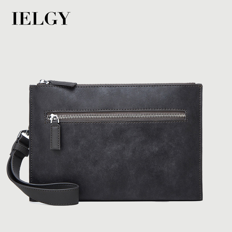 IELGY ใหม่ผู้ชายกระเป๋ามือพื้นผิวนุ่มกันน้ําธุรกิจโทรศัพท์กระเป๋าใต้วงแขนกระเป๋า