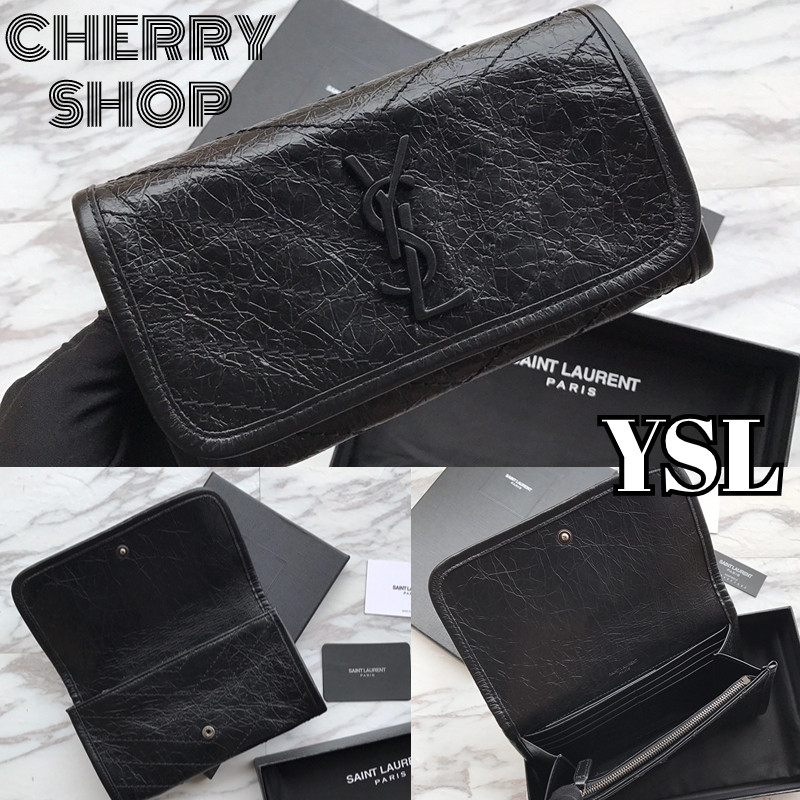 🍒🍒Yves Saint Laurent Niki กระเป๋าสตางค์ YSL กระเป๋าใส่เหรียญผู้หญิง🍒🍒