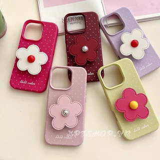 Dopamine Flower Bracket Polka Dot หนังเคสโทรศัพท์สําหรับ iPhone 17ProMax 16Plus 15 14 13 12 11 กันกระแทกป้องกันปลอก