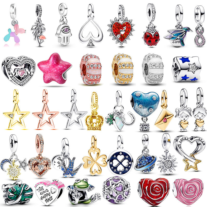 สไตล์ของ Pan คุณภาพสูงคริสตัลชุบเงิน Lucky Charm DIY