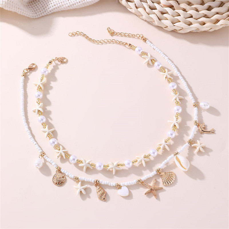 ✨ซู่หยิน | ปลาดาว & เปลือกชั้นสร้อยคอปรับเครื่องประดับชายหาดกับมุกเมล็ดลูกปัดเขตร้อนของขวัญลึกลับสําหรับผู้หญิงเทศกาลอุปกรณ์วันหยุด - รูปที่ 5
