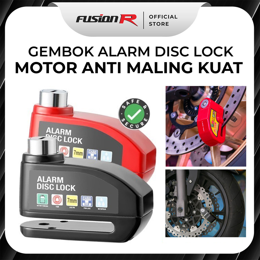 Fusion R Alarm Anti-Theft Disc Motorcycle Padlock Alarm Disc Lock Strong Steel Brake Lock