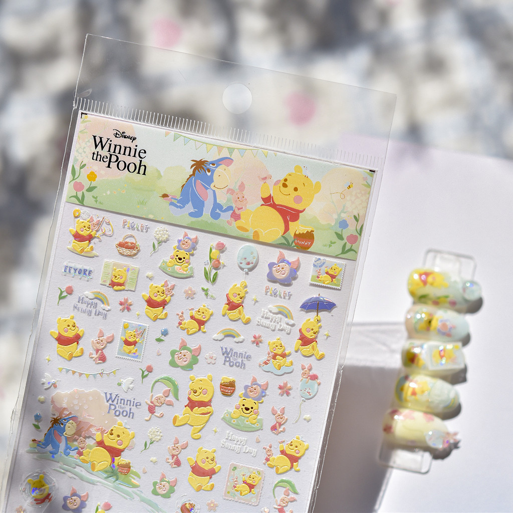 Disney & tomoni Shell Light Nails Sticker Goo Card Handbook Winnie the Pooh Eeyore Tigger Student Decorative