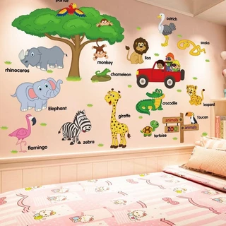 สติกเกอร์ติดผนังการ์ตูน DIY สำหรับพ่อแม่ลูก เรียนรู้เสริมทักษะ ตกแต่งห้องเด็ก
