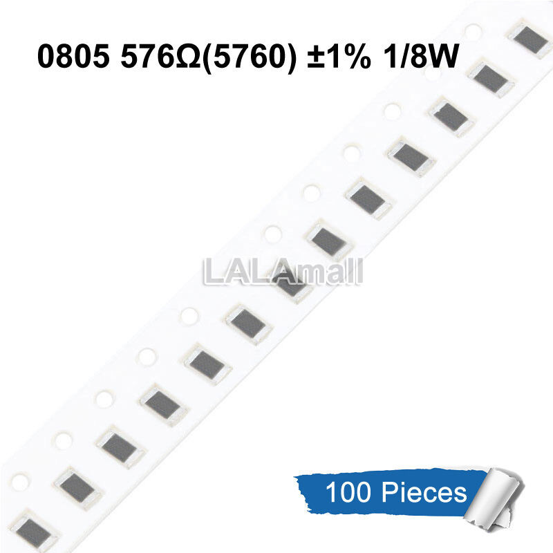 100pcs 0805 ตัวต้านทาน SMD 1% 0R 27R 178R 205R 287R 412R 576R 1.24K 1.74K โอห์ม 1/8W ชิปตัวต้านทาน 2