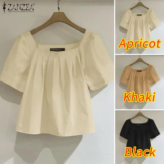 เสื้อเบลาส์แขนสั้น สไตล์เกาหลีสำหรับวันพักผ่อนในฤดูร้อน