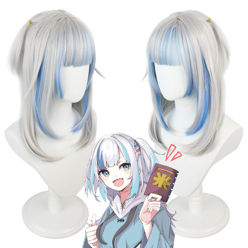 Simone Cos Wig Gradient Gawu Gula Vuber Shark Niang GAWR Gura 7VQH