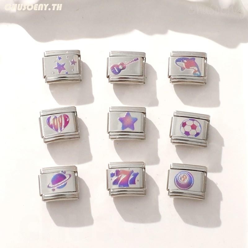 สร้อยข้อมือสแตนเลสสีม่วง ขนาด 9 มิลลิเมตร พร้อมอุปกรณ์ทำเอง สไตล์ย้อนยุค