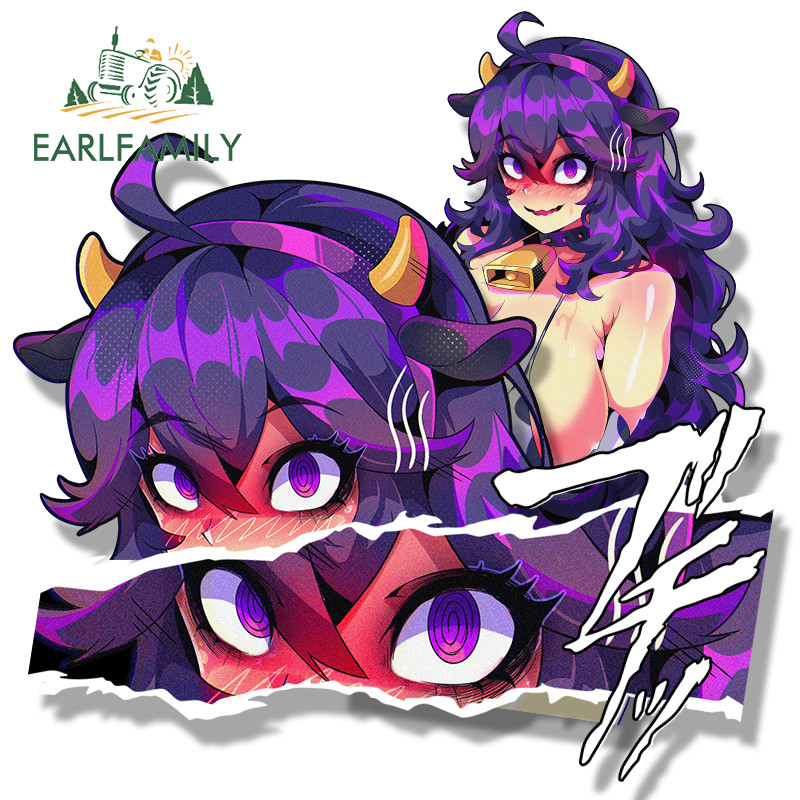 EARLFAMILY Succubus Tattoo นมสาวรถสติกเกอร์ Ahegao Chibi Big Head Decal JDM การ์ตูน Peek สาว Graffiti Slap สติกเกอร์เหมาะสําหรับรถจักรยานยนต์ Windows