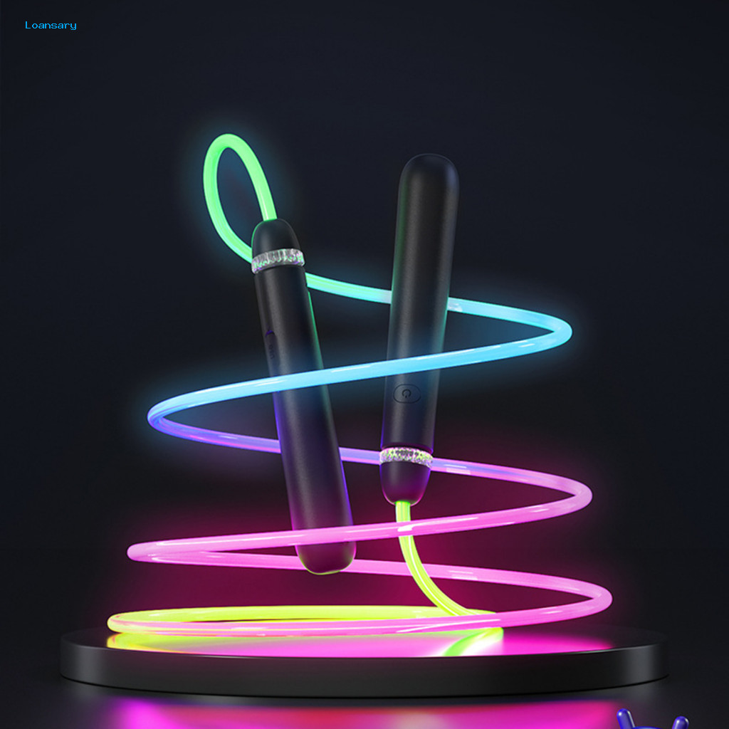 เชือกกระโดด LED เปลี่ยนสี ชาร์จไฟได้ via USB เหมาะสำหรับฟิตเนสและการฝึกอบรม ไม่พันกัน ขนาด 280 cm Light-up