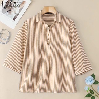 ZANZEA เสื้อเบลาส์แขนยาว 3/4 สำหรับผู้หญิง ในสไตล์เกาหลี