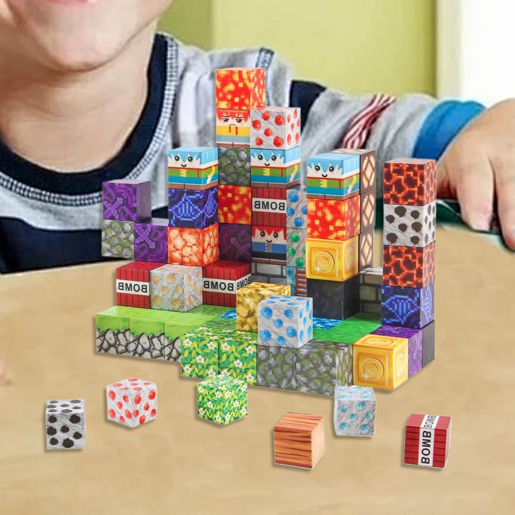 เด็ก Mini World Magnetic Building Blocks ชุด 25 มม.บล็อกแม่เหล็ก Building ของเล่น werfhth