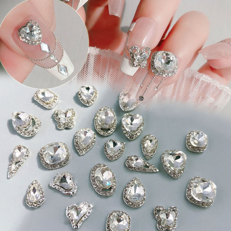 1PC 3D Glitter ตกแต่งเล็บคริสตัล Rhinestone Charms สําหรับเล็บอุปกรณ์เครื่องประดับอะไหล่อุปกรณ์เสริม