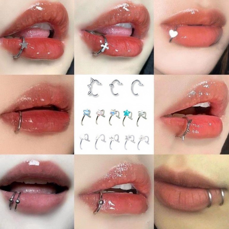 1ชิ้นสแตนเลสไม่เจาะลิปแหวนคลิปที่เรียบง่ายประกายดาวจมูกแหวนเครื่องประดับอุปกรณ์เสริม - รูปที่ 4