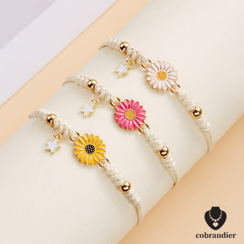 ส่งเร็ว⚡ระดับไฮเอนด์สร้อยข้อมือที่เรียบง่ายส่งเพื่อนที่ดีที่สุดดอกเดซี่ดอกทานตะวันถัก.COD