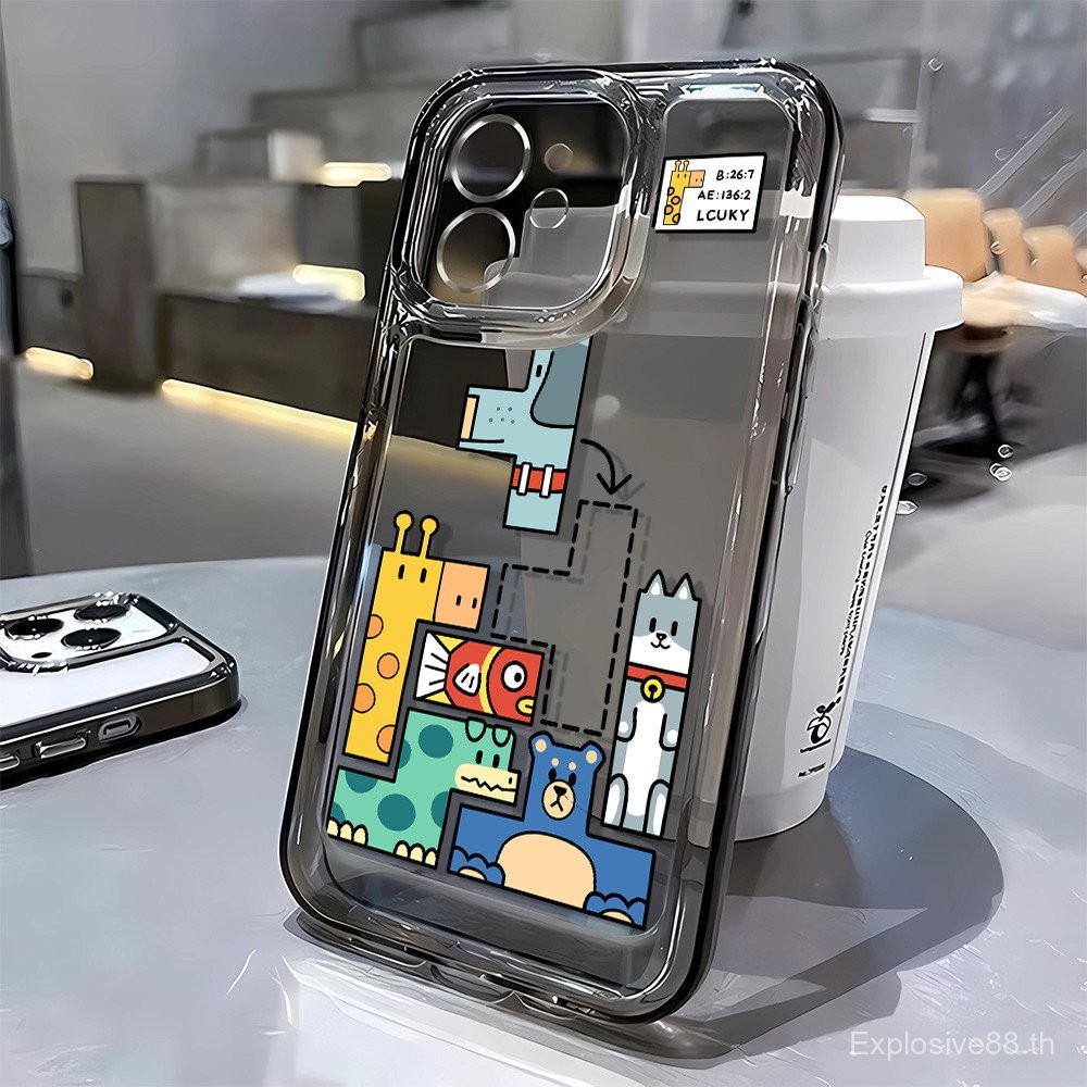 3 in1 สัตว์ Tetris โปร่งใสสําหรับ OPPO FindX7 FindX7U FindX5 X5pro X6 X5pro X8 X8pro X8U เคสโทรศัพท์