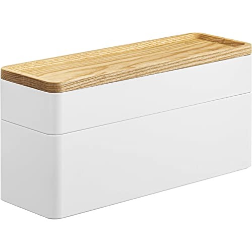 Yamazaki Slim Accessory & Watch Case with Tray Natural, approximately W24 x D8 x H11.5 cm, RIN model