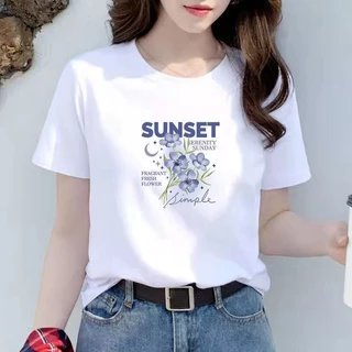 เสื้อยืดแขนสั้นสีขาวจากผ้าฝ้ายแท้ สวมใส่ง่ายและคล่องตัว เหมาะสำหรับฤดูร้อน