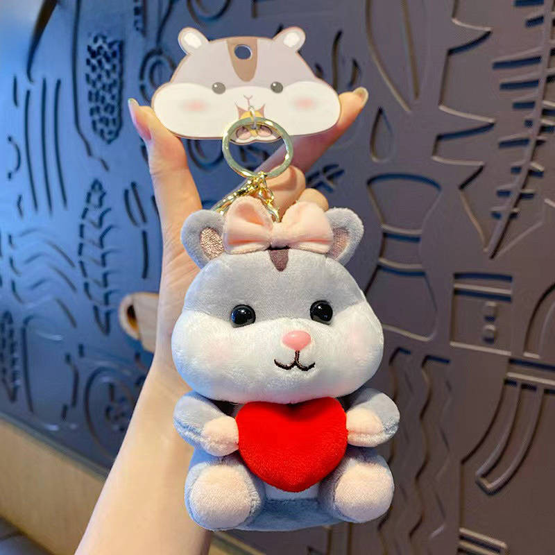 Plush Cute Hamster Doll Keychain Cartoon Healing Doll Couple Girlfriends Handbag Pendant Creative Gi