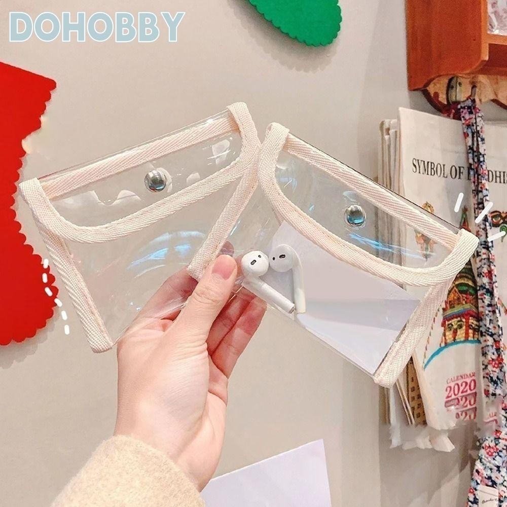 DOHOBBY กระเป๋าใส่เหรียญและบัตร แบบโปร่งใสกันน้ํา สำหรับเครื่องสำอางและผู้หญิง