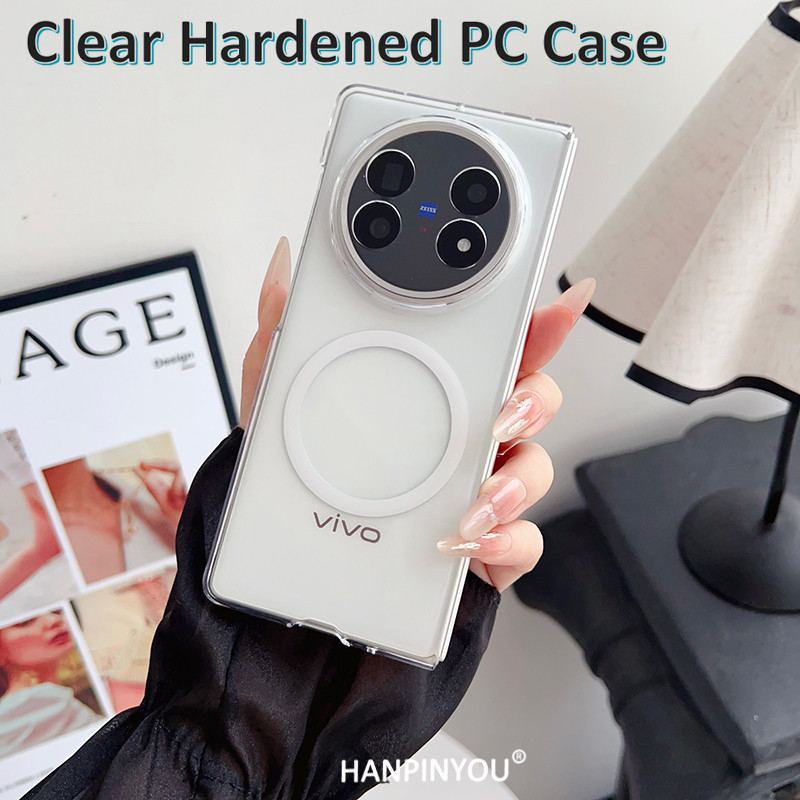 Ice Crystal Tempered Clear PC Case สําหรับ VIVO X Fold5 Fold3 Pro พับ 5 3 กันกระแทก Ultrathin Magnetic Hard Cover Ice Mist Shell