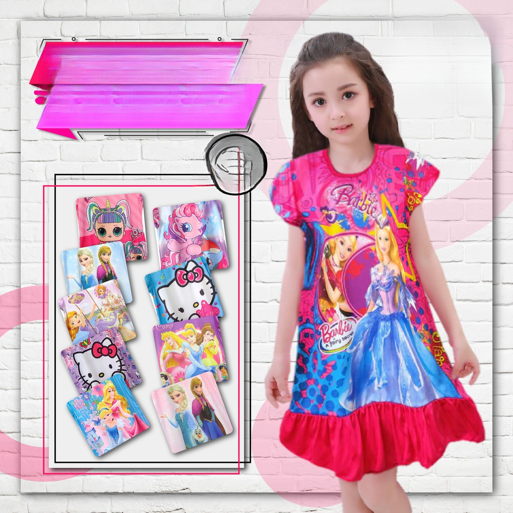 ชุดเดรสกระโปรงเด็กผู้หญิง ลายเจ้าหญิง เอลซ่า โซเฟีย ผ้ามันผ้าไมโค PM777(141-150)