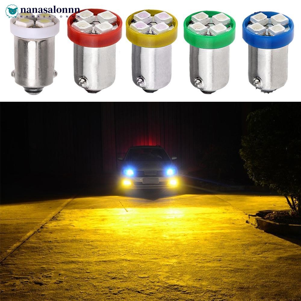 NANASALONNN 10 ชิ้นรถบรรทุก 12 โวลต์ BA9S T4W T11 1210 4 SMD หลอดไฟ LED ไฟสีเหลืองอําพัน 4 LEDs ไฟรถ