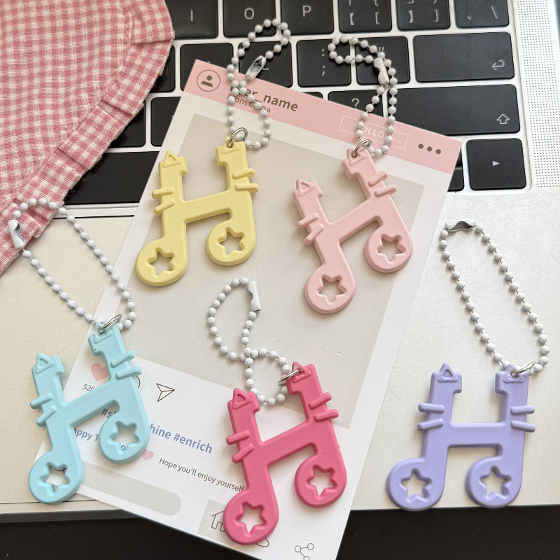 ใหม่ INS Minimalist Fresh Styles ครีม-สี Cat Music Note พวงกุญแจ Bookbag Charm ของขวัญสําหรับเพื่อนที่ดีที่สุดหรือคู่รัก