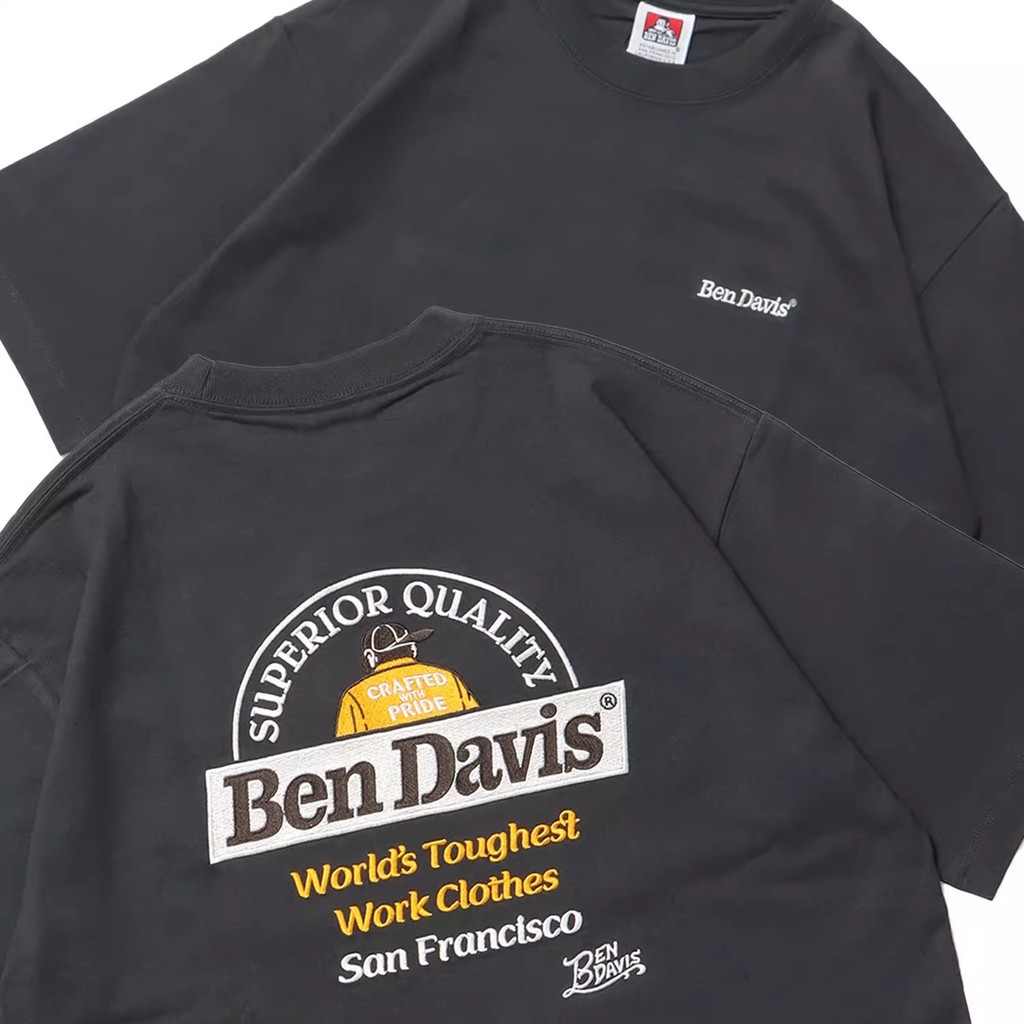 เสื้อยืดแขนสั้นสำหรับทุกเพศ แบบเรโทรอเมริกันจาก BEN DAVIS ทำจากผ้าฝ้ายคุณภาพพรีเมียม ดูดซับเหงื่อดี รหัส 731