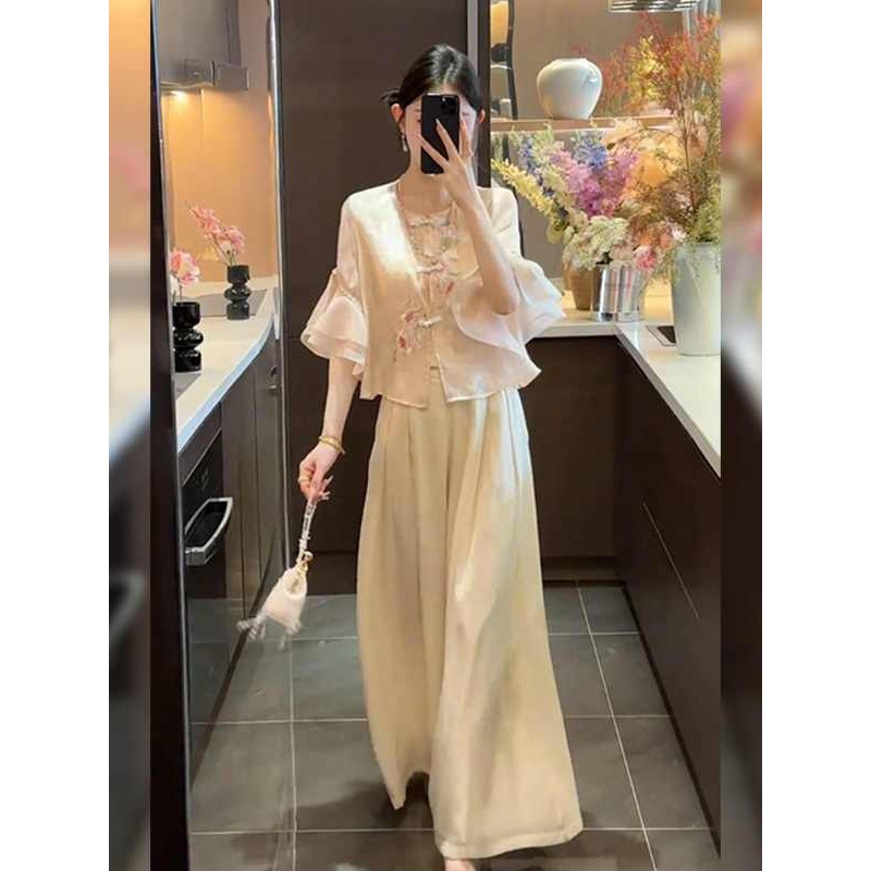 {Subi-Oder}เสื้อกันแดดปักลายสไตล์จีนแบบใหม่สําหรับผู้หญิงไซส์ใหญ่กางเกงลําลองสวยๆ