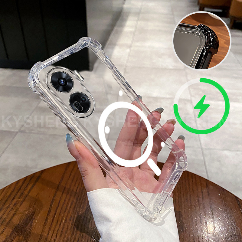 สําหรับ OPPO Reno 11 12 13 Pro Reno 12F 13F 5G เคสโทรศัพท์ TPU แหวนบางชาร์จแม่เหล็กสี่มุม anti drop โปร่งใส soft shell 011 ราคา ถูกที่สุด ดีลบีเคเค แกลเลอรีภาพที่ 3