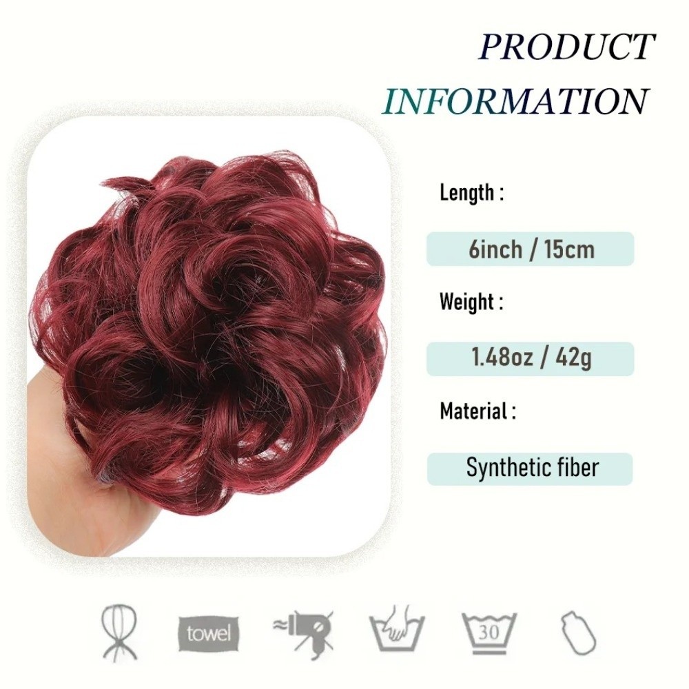 ICRAFT Bun Extension Clips, Messy Curly Bun​​ ​​คลิปกรงเล็บวิกผมดอกตูม, ส่วนขยายผมหางม้า​​ เครื่องประดับผม ผมสังเคราะห์หัวบอลปุย​​ แฮร์พีชผู้หญิงหัวซาลาเปาวิกผม​​ ราคา ถูกที่สุด ดีลบีเคเค แกลเลอรีภาพที่ 2