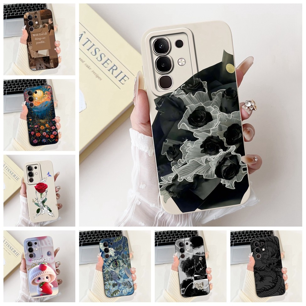 Vivo V2434 กรณี Vivo Y29 4G หรูหราแฟชั่นดอกไม้ Kawaii สาวน่ารักแมวกันกระแทกเคสโทรศัพท์