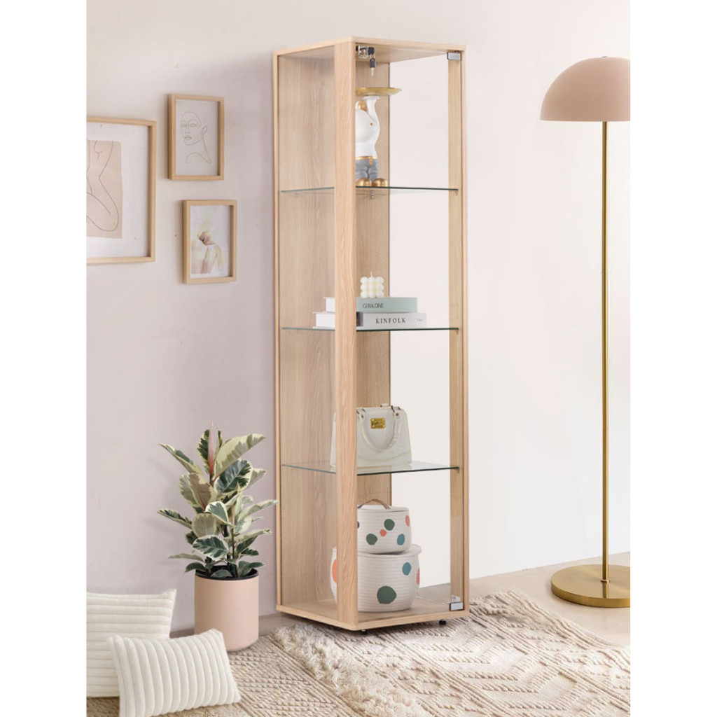 Koncept Furniture ตู้โชว์กระจกใส รุ่น Bebby ขนาด 40 ซม. สีไม้อ่อน (40x40x162.5 ซม.) แบรนด์ KONCEPT FURNITURE