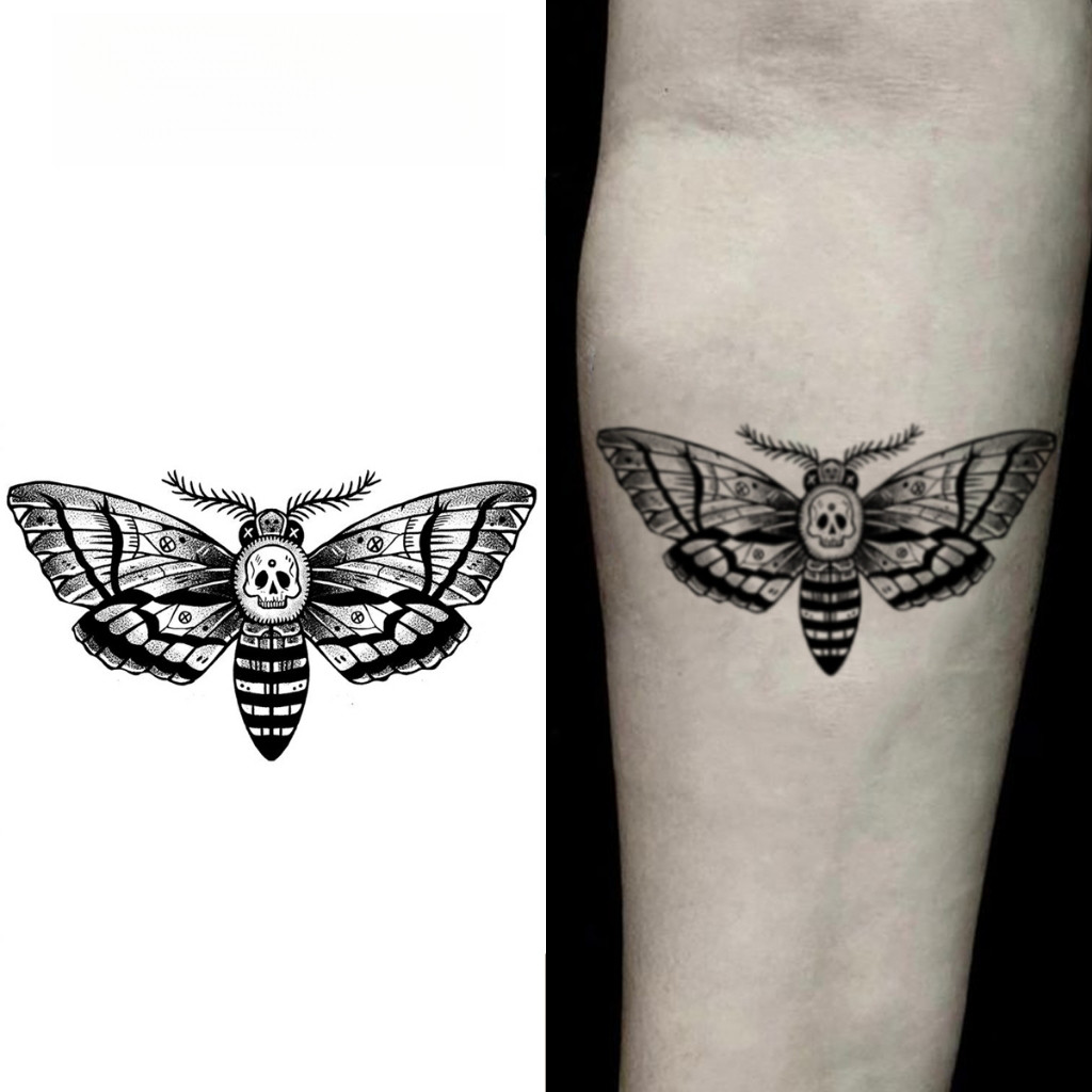 สติ๊กเกอร์รอยสัก ลาย Black Skull กันน้ำ ติดทนนาน เหมาะสำหรับแขน ขา มือ