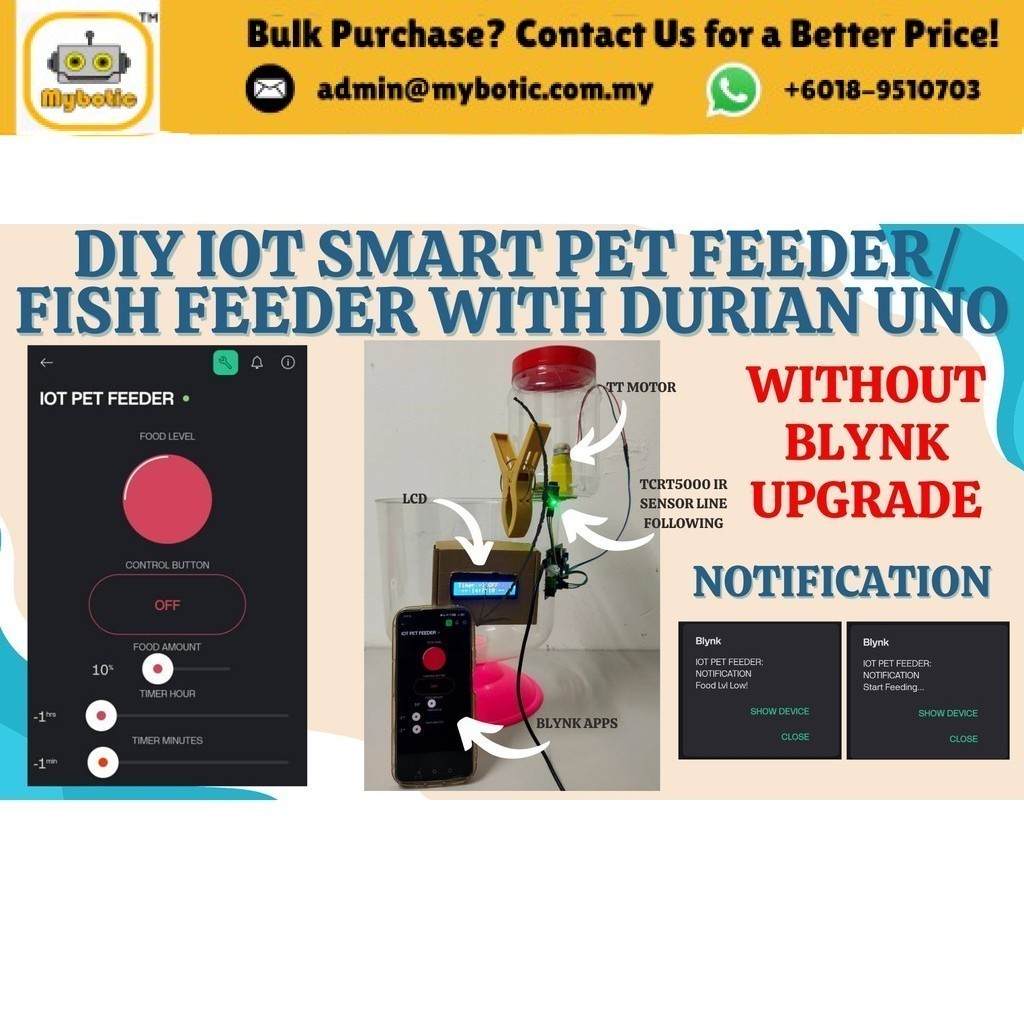 โครงการ Arduino STEM RBT: Arduino DIY IOT SMART PET FEEDER/ FISH FEEDER พร้อม DURIAN UNO