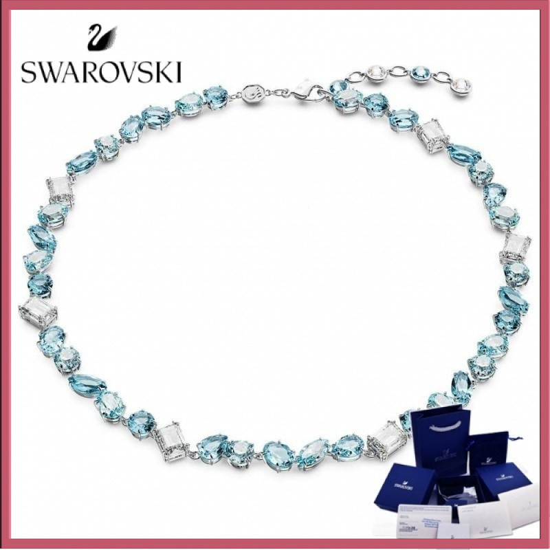 สร้อยคอ Swarovski Echo คริสตัลสีน้ำเงิน พร้อมกล่องของขวัญ