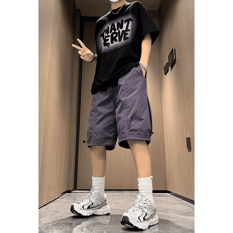 American Functional Quick-Drying Shorts Mens Summer Street Wear High Street vibe Overalls Loose Stra