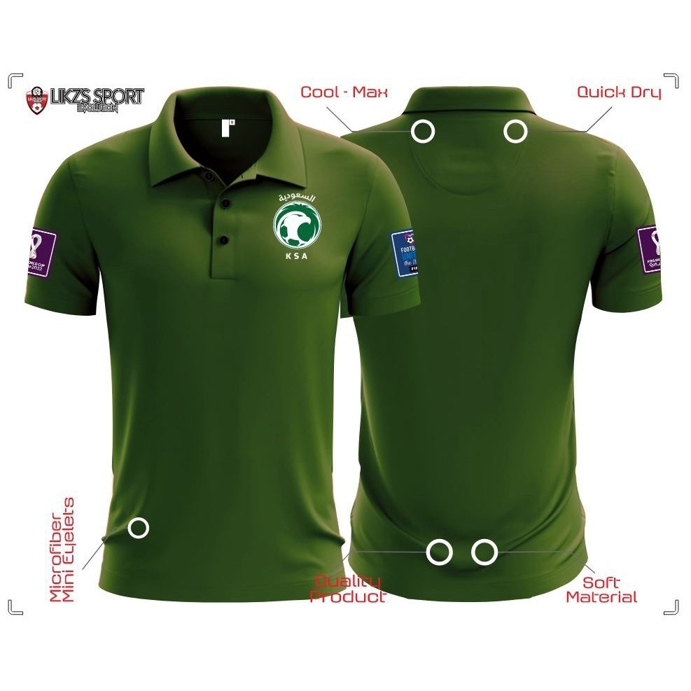 CQ X Saudi Arabia Travel Jersey DXP4 WC 2022 Football Polo Microfiber Baju Berkolasepak Staff Team C