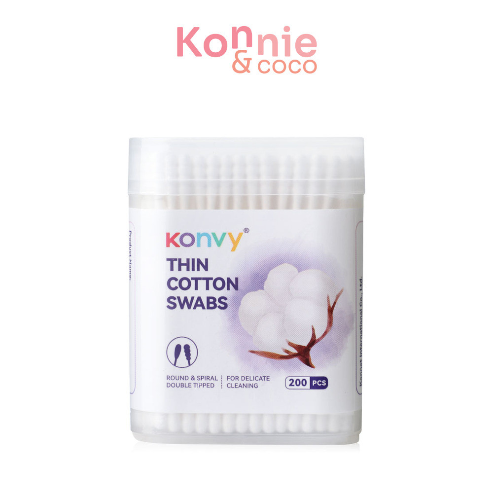 Konvy Cotton Swabs Thin 200pcs คอนวี่ สำลีแบบก้าน 2 หัว 200ชิ้น.
