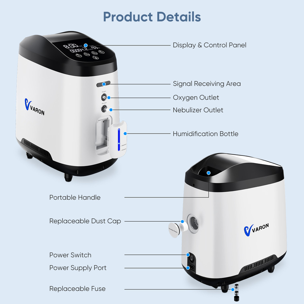 【Local Warehouse】 VARON 1-8L/min Home Oxygen Concentrator Y-105W PRO Upgraded Version - รูปที่ 7