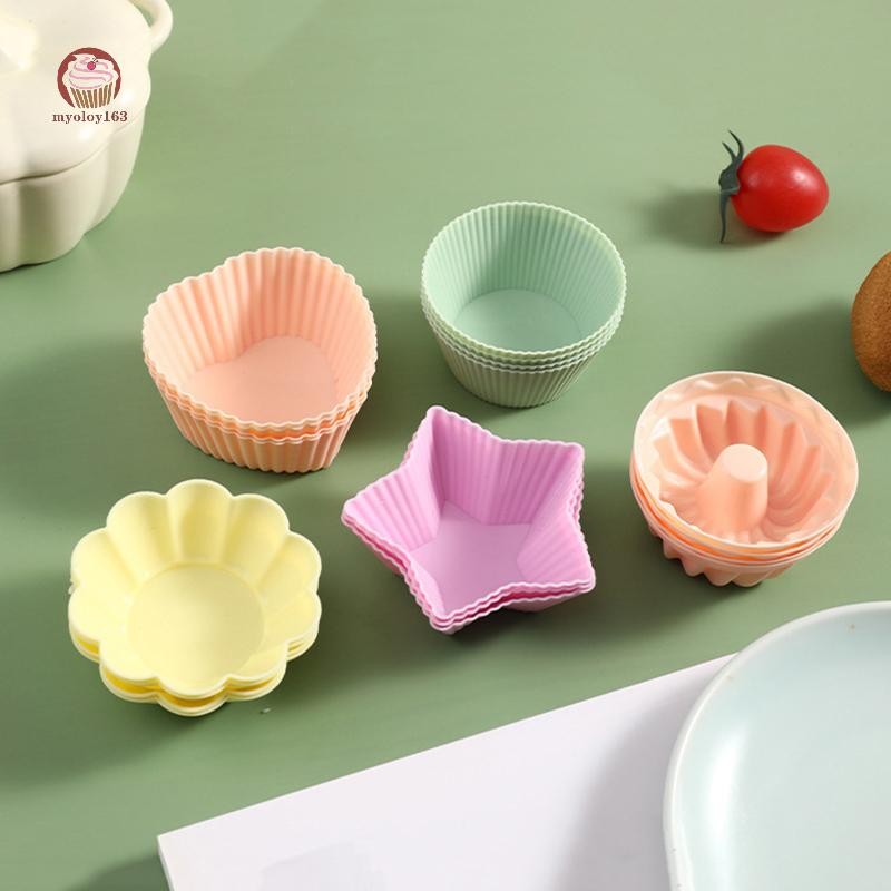 Myoloy 5 ชิ้นซิลิโคนถ้วยเครื่องมือเค้ก Bakeware แม่พิมพ์อบ Cupcake และมัฟฟินสําหรับทําเค้กครัว DIY TH