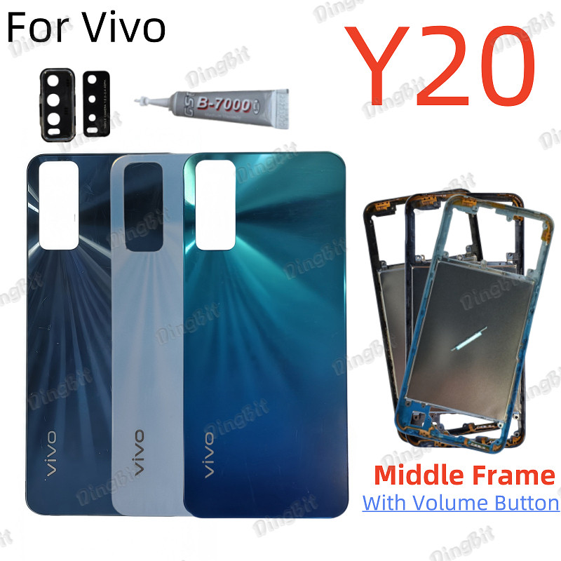 ฝาหลังสําหรับ Vivo Y20 Y20i Y12A Y12S ด้านหลังกรณี Backcover กรอบกลางพร้อมปุ่มปรับระดับเสียง