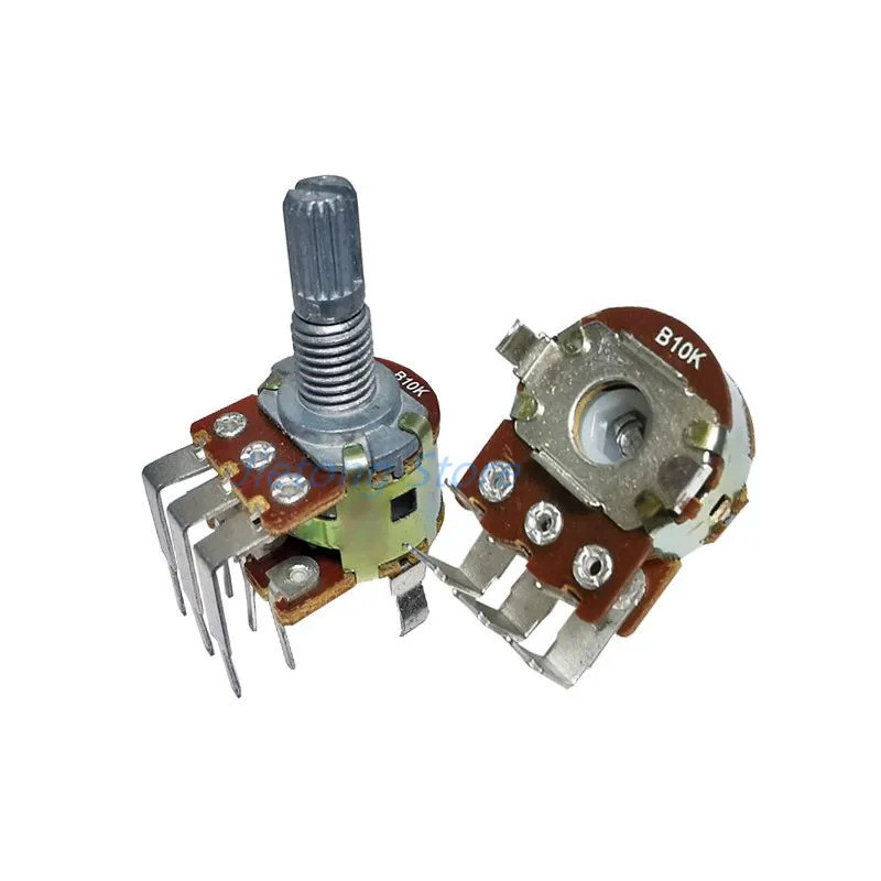 2pcs Hivi D1010 คาร์บอนฟิล์ม B10k B50KDual Power Amplifier ปริมาณ Potentiometer 6pins Bent เท้า 15 ม