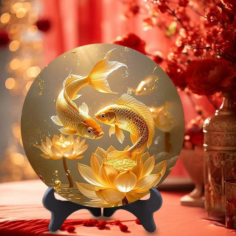 Golden Koi ตกแต่งลูกตุ้มทุกปีมากกว่าเงินลูกตุ้มในครัวเรือน Prosperous House Living Ro