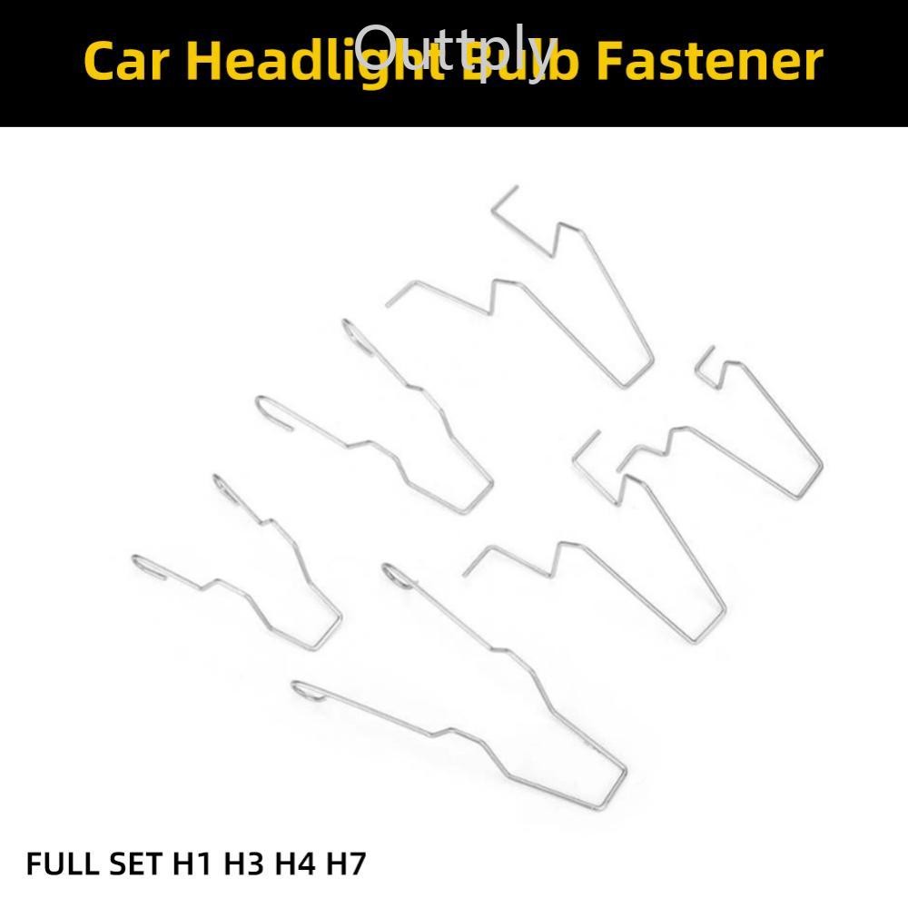 Outtply 6 ชิ้นไฟหน้ารถหลอดไฟ Retainer ฤดูใบไม้ผลิคลิปหัวเข็มขัดโลหะไฟหน้าหลอดไฟคลิปฤดูใบไม้ผลิสําหรั