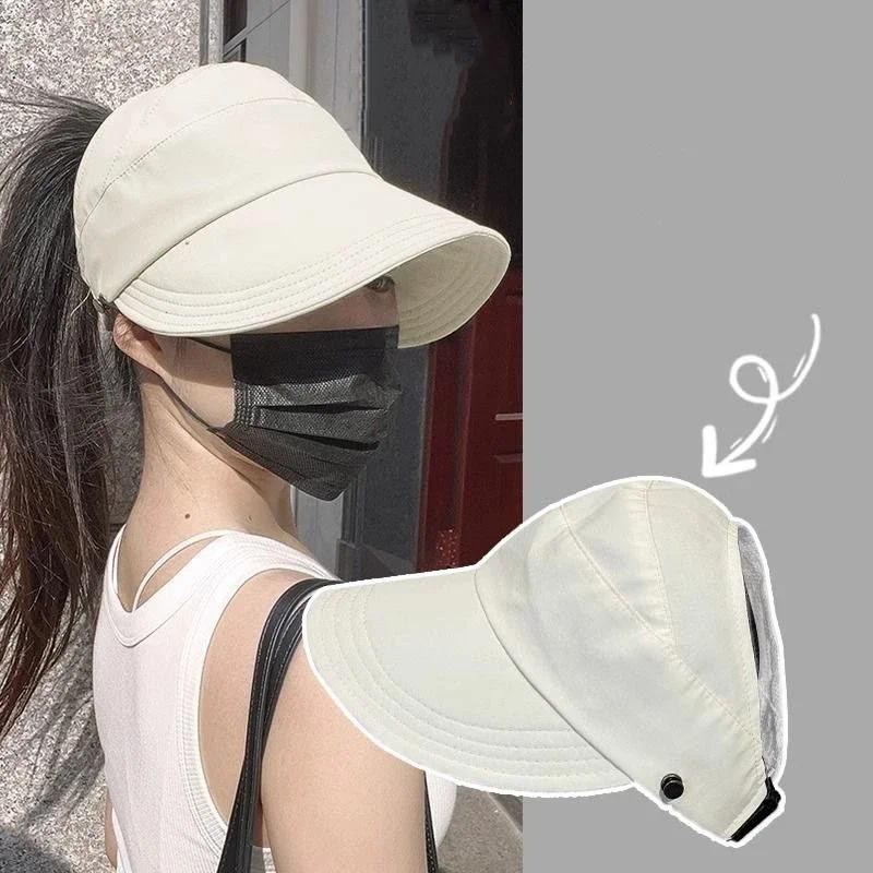 หมวกผ้าบางสำหรับฤดูร้อนของผู้หญิง สามารถแขวนได้ ป้องกันแสงแดดและฝุ่น UV